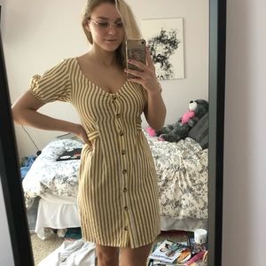 Nasty Gal yellow and white striped dress